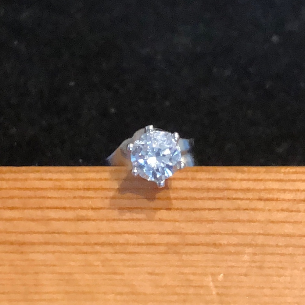.10 carat natural diamond six prong stud earring in 14K white gold